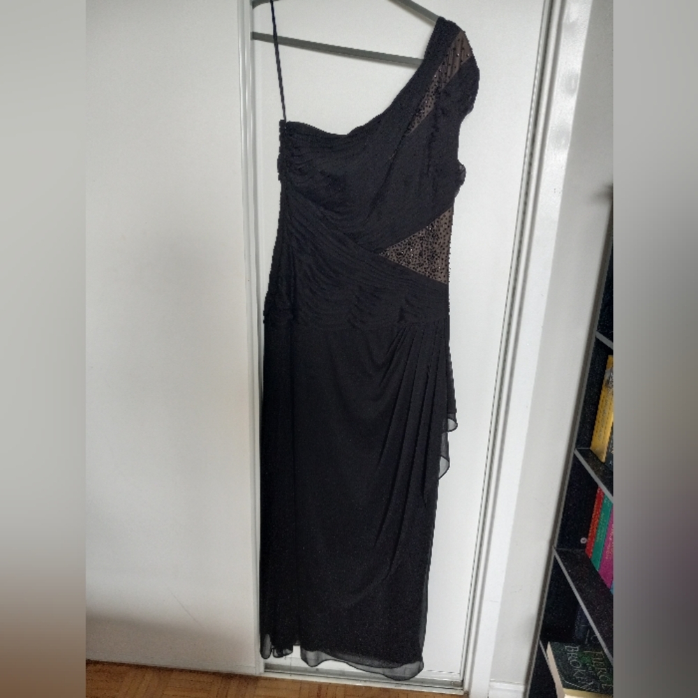 Alex Evenings Black One-Shoulder Evening Dress